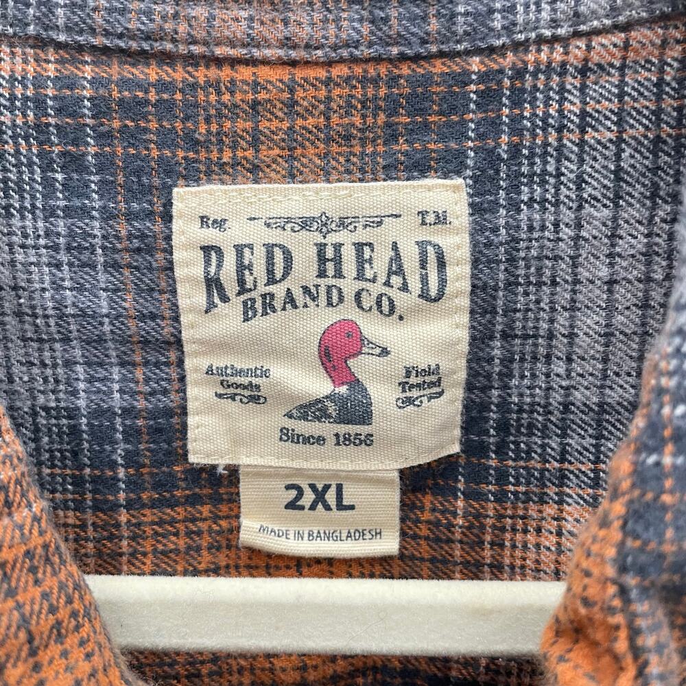Red Head Men’s Orange & Gray Long Sleeve Flannel Shirt Size 2XL - Picture 5 of 9